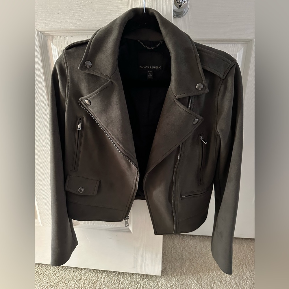 Suede Green Banana Republic Moto Jacket